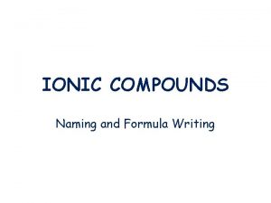 Ionic compounds list