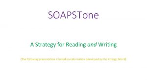 Soapstone writing strategy
