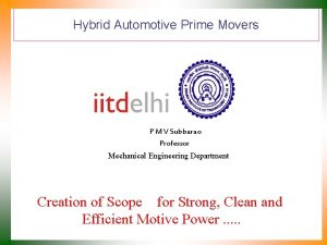 Hybrid Automotive Prime Movers P M V Subbarao