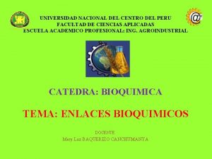 UNIVERSIDAD NACIONAL DEL CENTRO DEL PERU FACULTAD DE