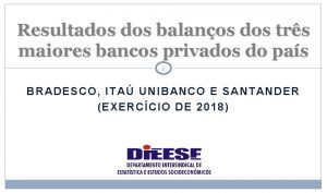 Resultados balanos dos trs maiores bancos privados do