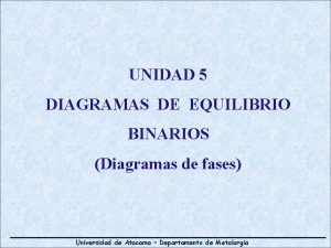 UNIDAD 5 DIAGRAMAS DE EQUILIBRIO BINARIOS Diagramas de