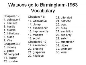 Watsons go to Birmingham1963 Vocabulary Chapters 1 3