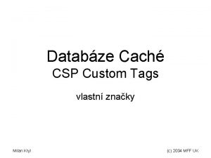 Databze Cach CSP Custom Tags vlastn znaky Milan