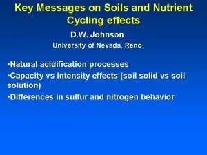 Key Messages on Soils and Nutrient Cycling effects