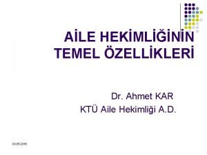 ALE HEKMLNN TEMEL ZELLKLER Dr Ahmet KAR KT