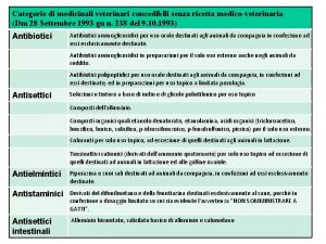 Categorie di medicinali veterinari concedibili senza ricetta medicoveterinaria