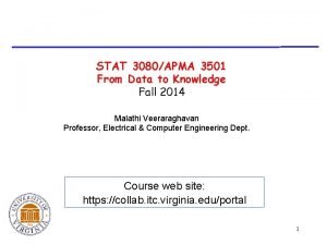 STAT 3080APMA 3501 From Data to Knowledge Fall