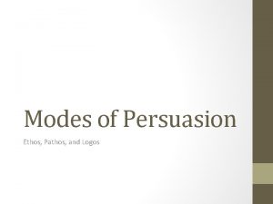 Modes of Persuasion Ethos Pathos and Logos Persuasive