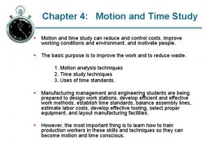 Motion and time study