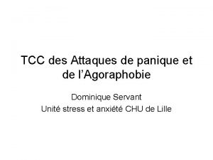 TCC des Attaques de panique et de lAgoraphobie