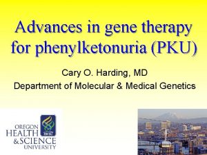 Advances in gene therapy for phenylketonuria PKU Cary