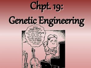 Chpt 19 Genetic Engineering What is genetic engineering