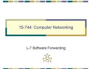 15 744 Computer Networking L7 Software Forwarding SoftwareBased