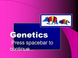 Genetics Press spacebar to continue Genetics Here is