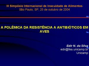 III Simpsio Internacional de Inocuidade de Alimentos So