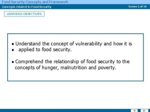 Food security concepts and frameworks