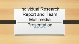 Individual research report