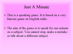 Just a minute game topics