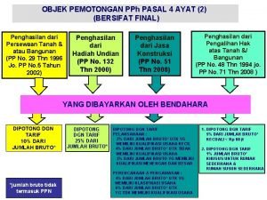 OBJEK PEMOTONGAN PPh PASAL 4 AYAT 2 BERSIFAT