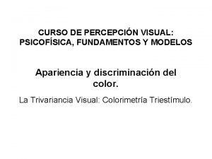 CURSO DE PERCEPCIN VISUAL PSICOFSICA FUNDAMENTOS Y MODELOS