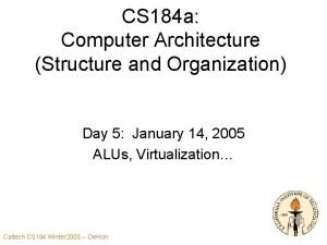 CS 184 a Computer Architecture Structure and Organization