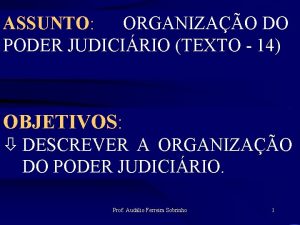 ASSUNTO ORGANIZAO DO PODER JUDICIRIO TEXTO 14 OBJETIVOS