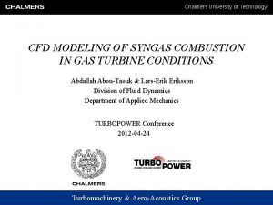 Chalmers University of Technology CFD MODELING OF SYNGAS