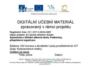 DIGITLN UEBN MATERIL zpracovan v rmci projektu Registran