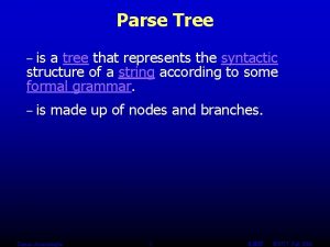 Parse Tree is a tree that represents the