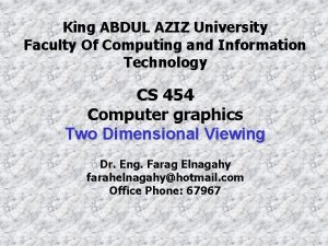 King ABDUL AZIZ University Faculty Of Computing and