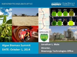 BIOENERGY TECHNOLOGIES OFFICE Algae Biomass Summit DATE October