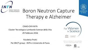 Boron Neutron Capture Therapy e Alzheimer CNAOCNRINFN Cluster