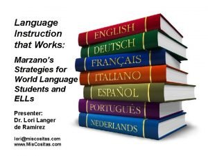 Language Instruction that Works Marzanos Strategies for World