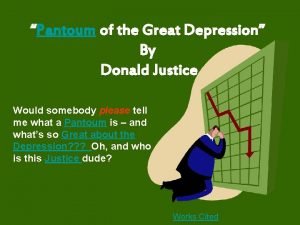 Pantoum of the great depression analysis