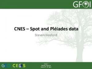 CNES Spot and Pliades data Steven Hosford SDCG7