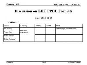 January 2020 doc IEEE 802 11 200031 r