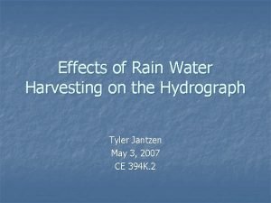 Hypothesis of rainwater harvesting