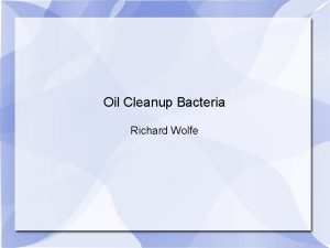 Oil Cleanup Bacteria Richard Wolfe Introduction A wide