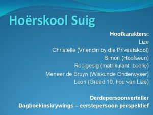 Horskool Suig Hoofkarakters Lize Christelle Vriendin by die