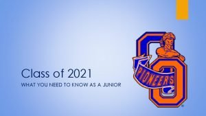 Class of 2021 WHAT YOU NEED TO KNOW