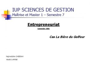 IUP SCIENCES DE GESTION Matrise et Master 1