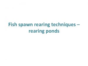 Spawn rearing techniques