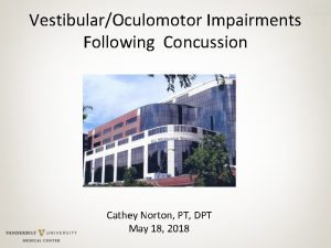 VestibularOculomotor Impairments Following Concussion Cathey Norton PT DPT