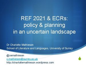 REF 2021 ECRs policy planning in an uncertain