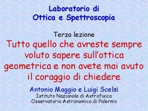 Ottica geometrica riassunto