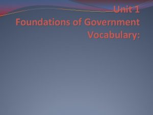 Foundations of government vocabulary