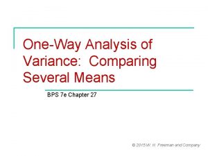 OneWay Analysis of Variance Comparing Several Means BPS