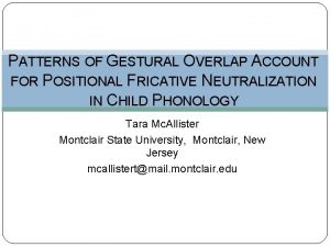 PATTERNS OF GESTURAL OVERLAP ACCOUNT FOR POSITIONAL FRICATIVE