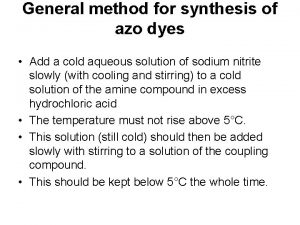 General method for synthesis of azo dyes Add